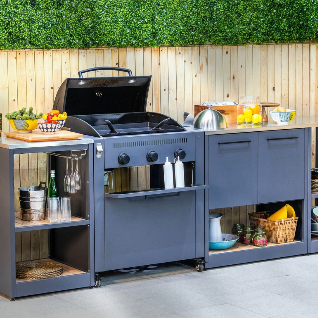 Outdoor Küche Modul Standard mit Edelstahl-Arbeitsplatte livestyle