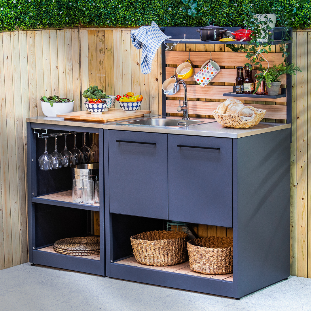 Outdoor Küche Modul Spülbecken mit Edelstahl-Arbeitsplatte livestyle