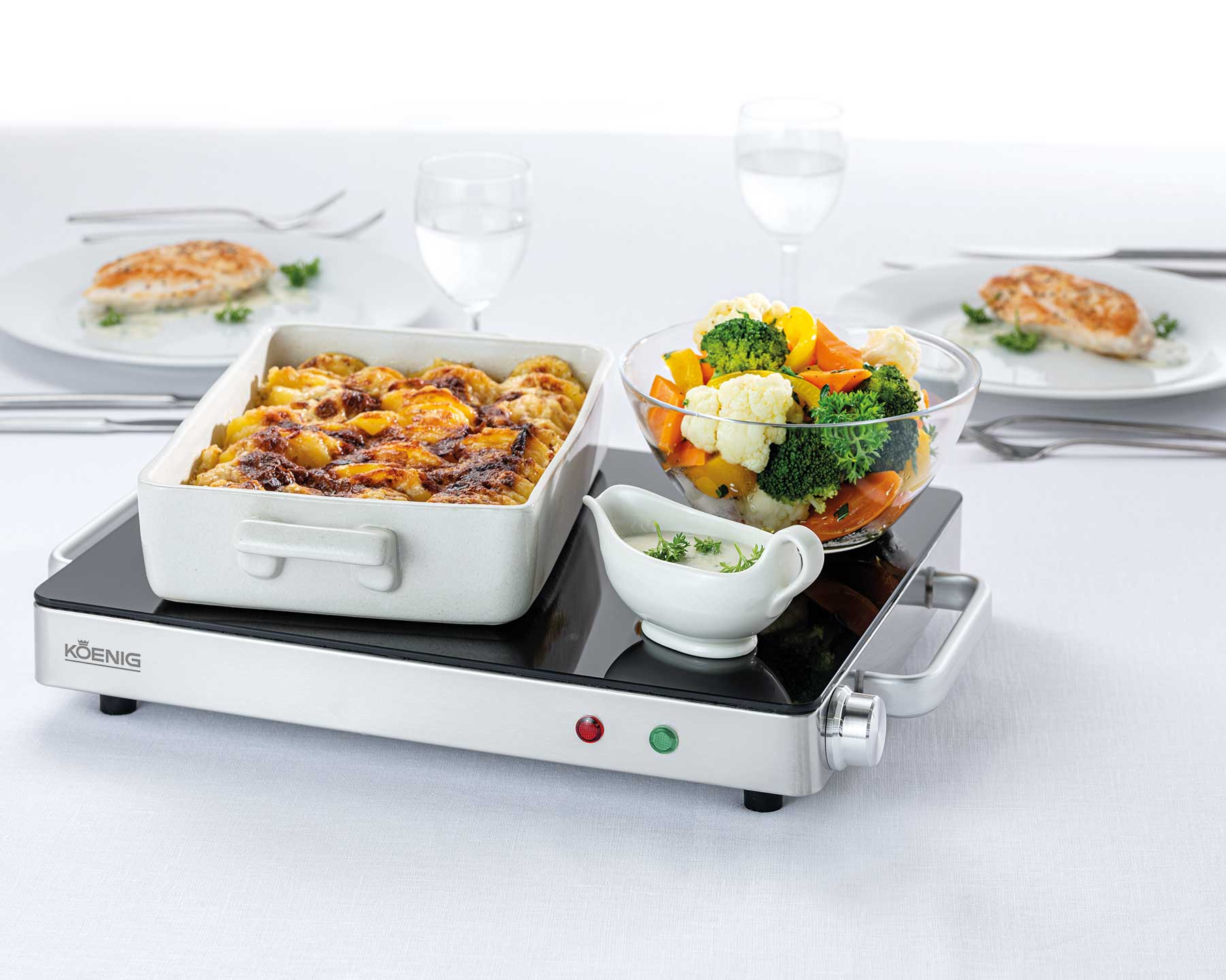 Warmhalteplatte, kabellos von KOENIG- kitchen-more.ch