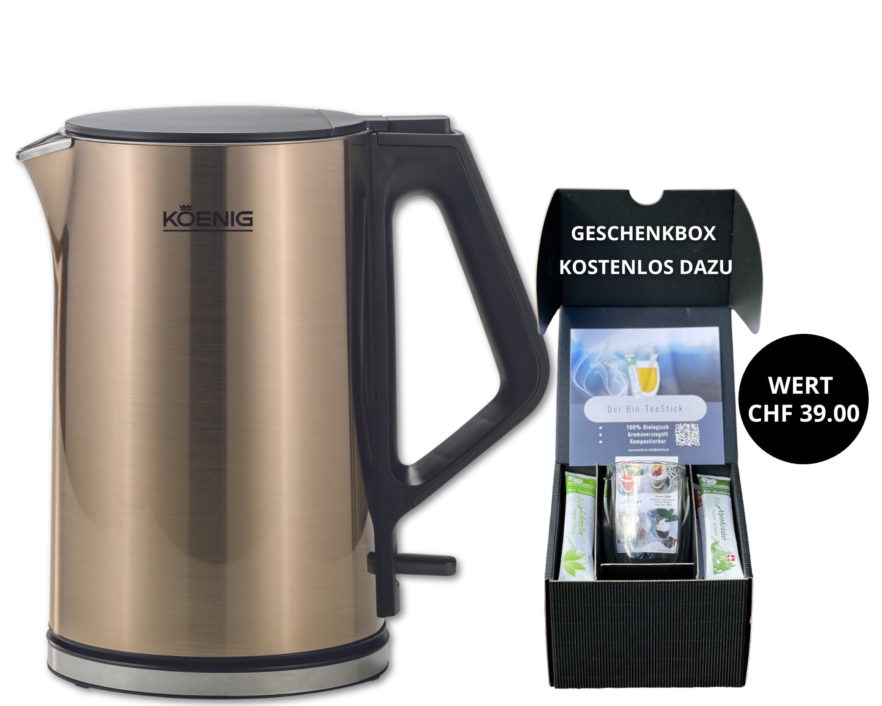 KOENIG Wasserkocher Cool Touch, 1,5 Liter + Geschenkbox - kitchen-more.ch, kostenloser Versand in der ganzen Schweiz