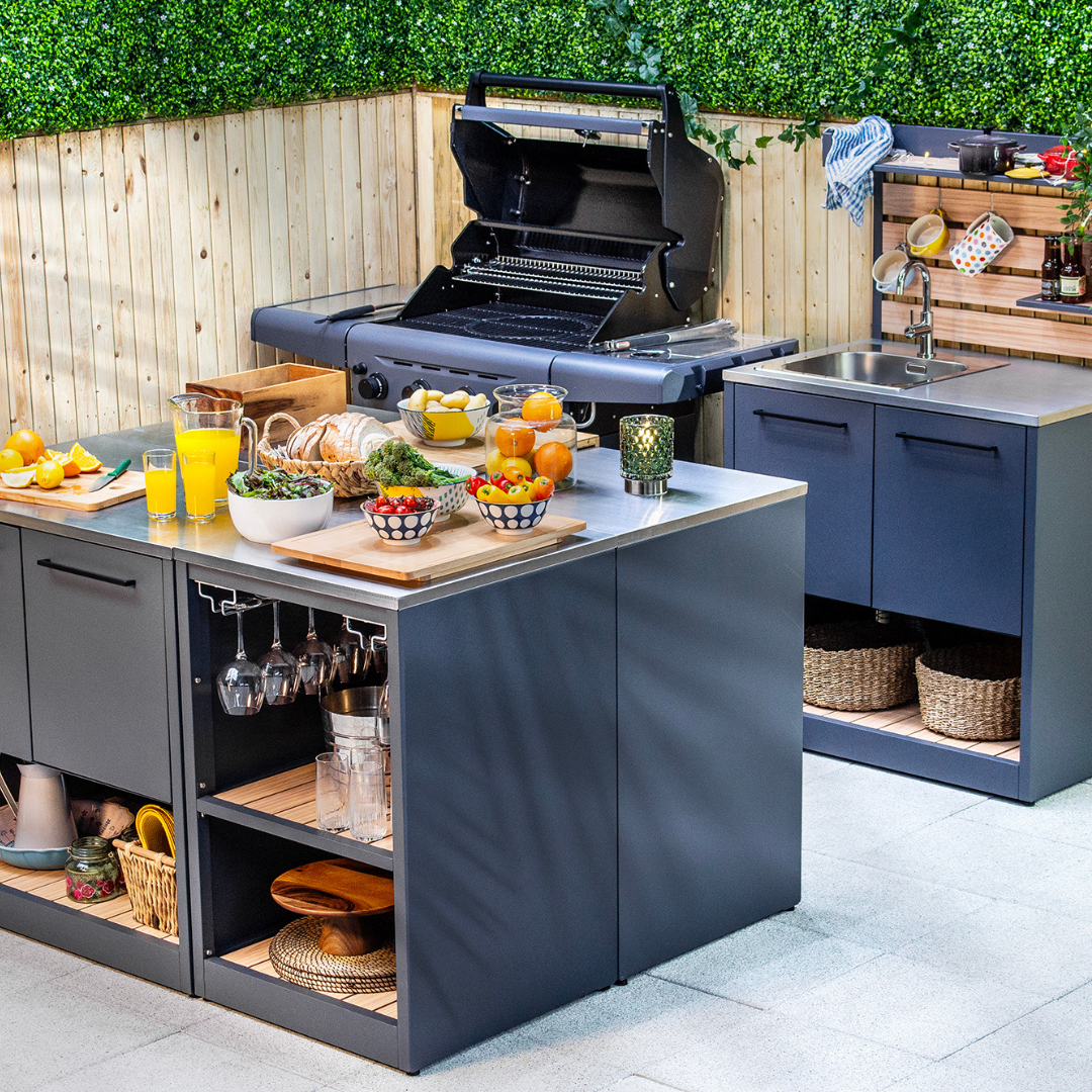 Outdoor Küche Eckmodul mit Edelstahl-Arbeitsplatte livestyle
