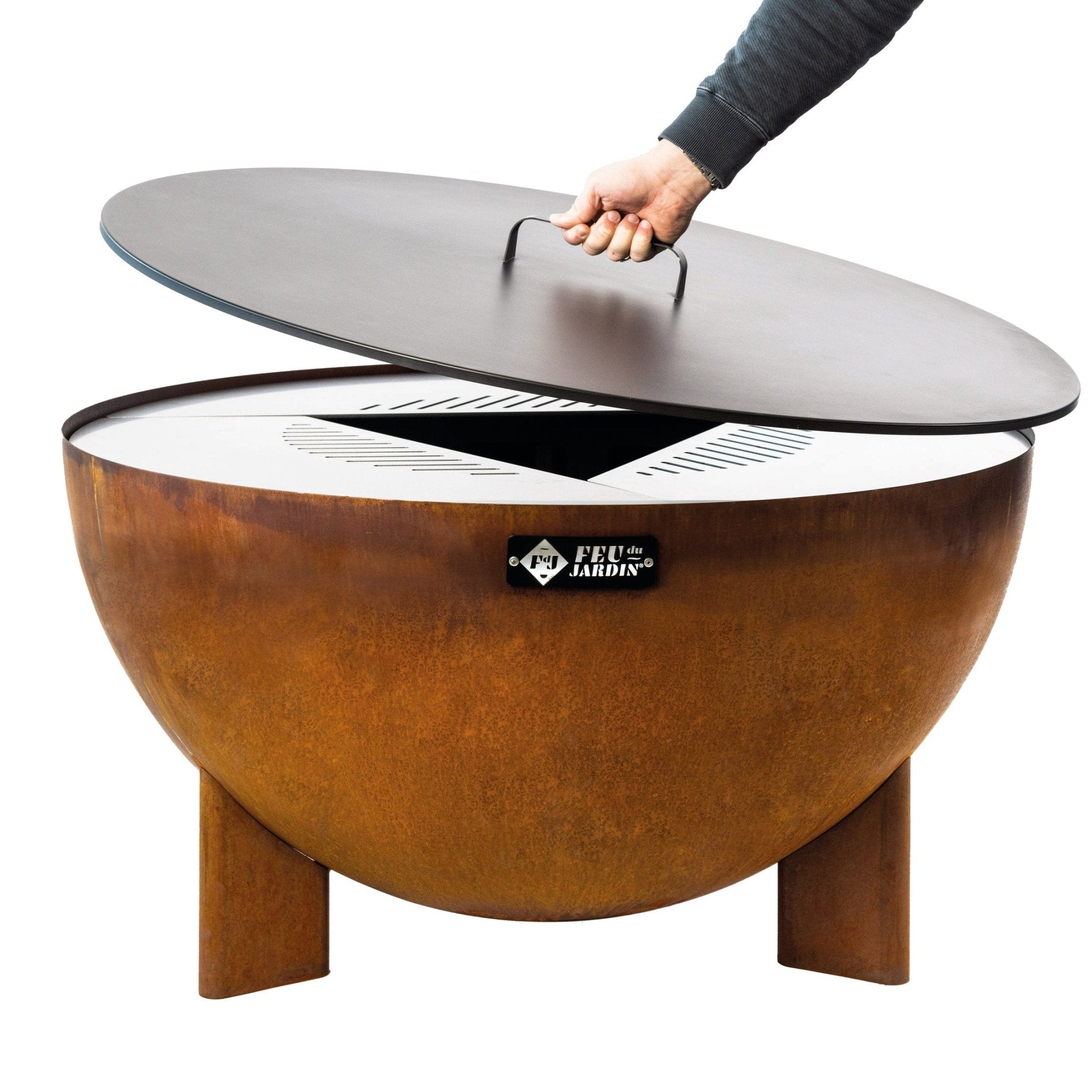 Feuerschale Metalldeckel schwarz | Modell Tria - kitchen - more.ch