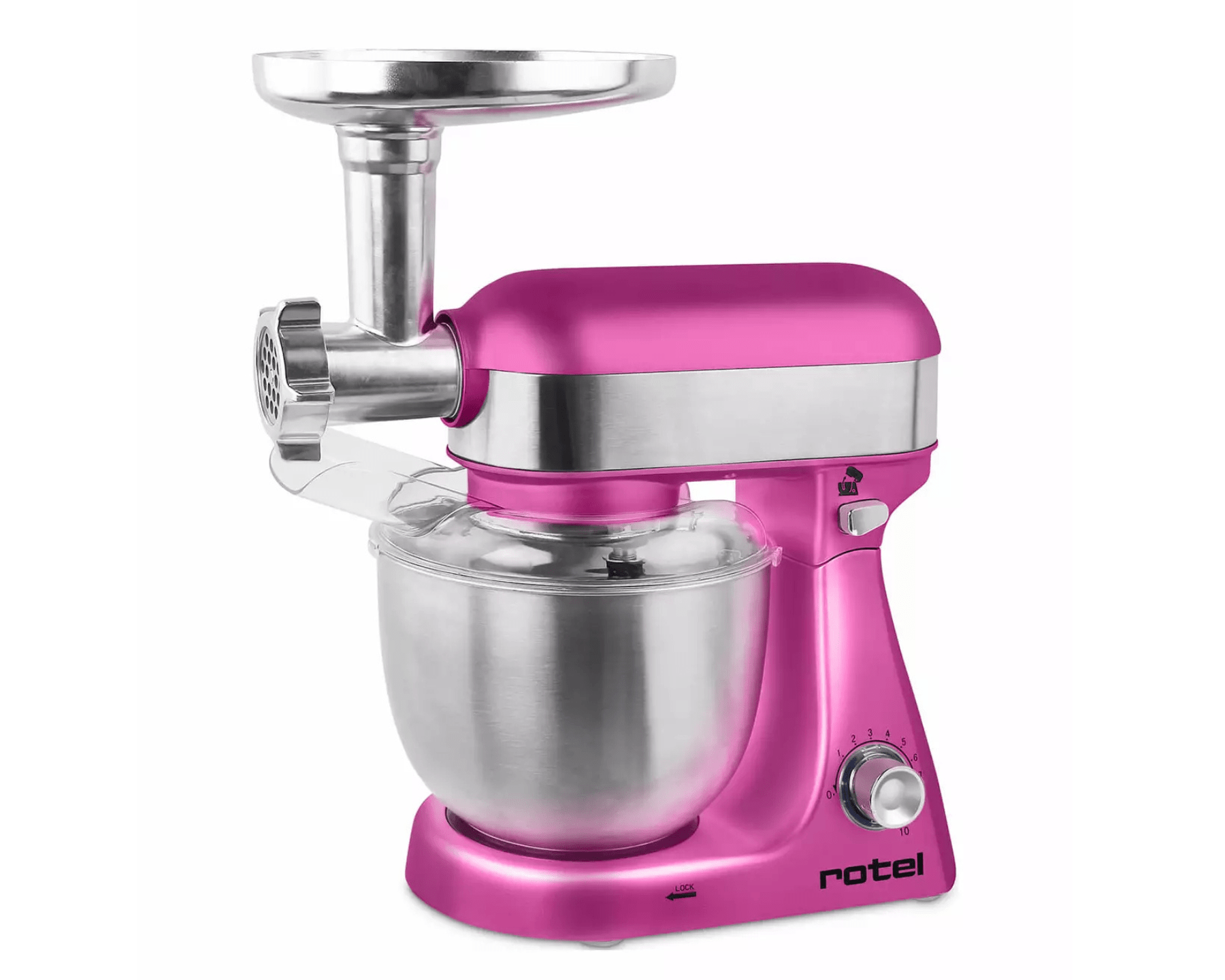 Küchenmaschine mit Fleischwolfaufsatz pink von rotel - kitchen - more.ch